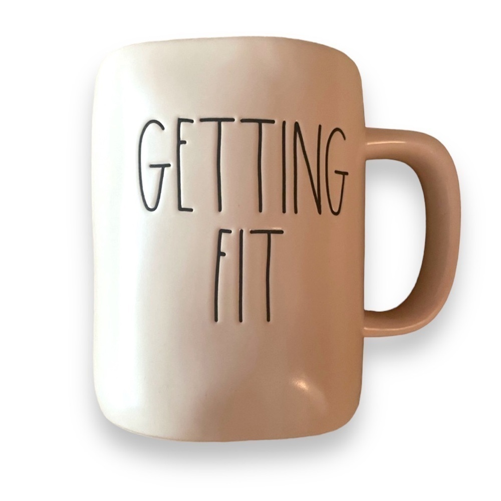 Rae Dunn *Getting Fit* Mug farmhouse cup NWOT coffee tea ceramic big